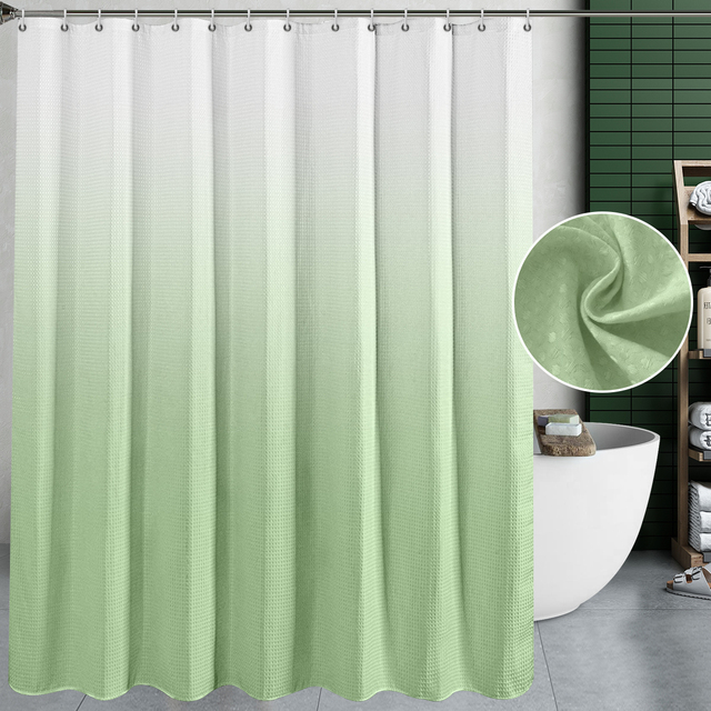 Długie czarne zasłony prysznicowe wodoodporne ze stopniowym gradientem - zestaw łączony z łóżkiem kąpielowym i do użytku w łazience z haczykami - Wianko - 25