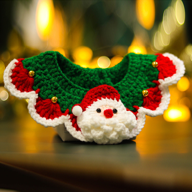 Dzianinowy naszyjnik dla kota w stylu świętego Mikołaja na Boże Narodzenie - Wianko - 2