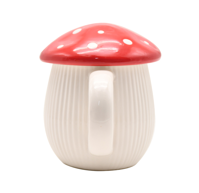 Ceramiczny kubek z pokrywką, 380ML, w kształcie kreatywnego grzyba, śliczny, biurowy, do kawy i wody - Wianko - 5