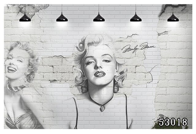 Mural ścienny papierowy Marilyn Monroe z motywem cegły 3D do salonu - tło sofy - Wianko - 4