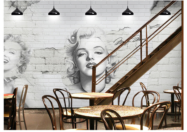 Mural ścienny papierowy Marilyn Monroe z motywem cegły 3D do salonu - tło sofy - Wianko - 7