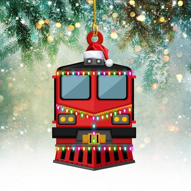 Dekoracyjny wisiorek choinka samochód - ozdoba świąteczna - ciężarówka pociąg dom dzieci prezenty - Wianko - 15