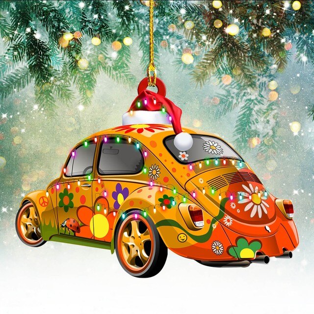 Dekoracyjny wisiorek choinka samochód - ozdoba świąteczna - ciężarówka pociąg dom dzieci prezenty - Wianko - 12
