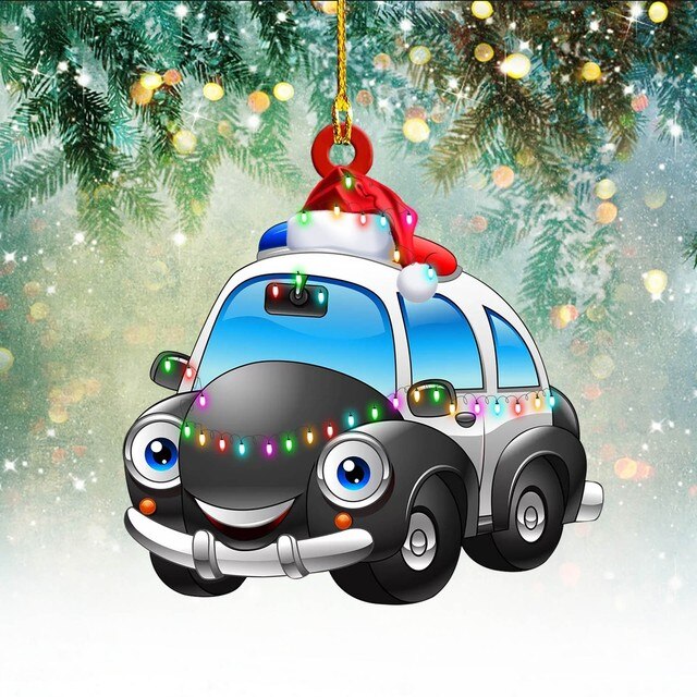 Dekoracyjny wisiorek choinka samochód - ozdoba świąteczna - ciężarówka pociąg dom dzieci prezenty - Wianko - 11