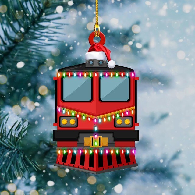Dekoracyjny wisiorek choinka samochód - ozdoba świąteczna - ciężarówka pociąg dom dzieci prezenty - Wianko - 42