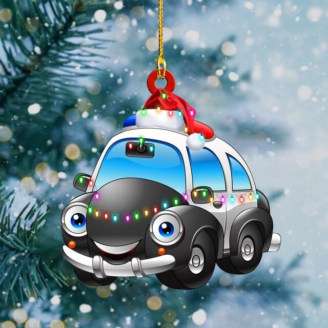 Dekoracyjny wisiorek choinka samochód - ozdoba świąteczna - ciężarówka pociąg dom dzieci prezenty - Wianko - 37