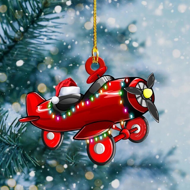Dekoracyjny wisiorek choinka samochód - ozdoba świąteczna - ciężarówka pociąg dom dzieci prezenty - Wianko - 40