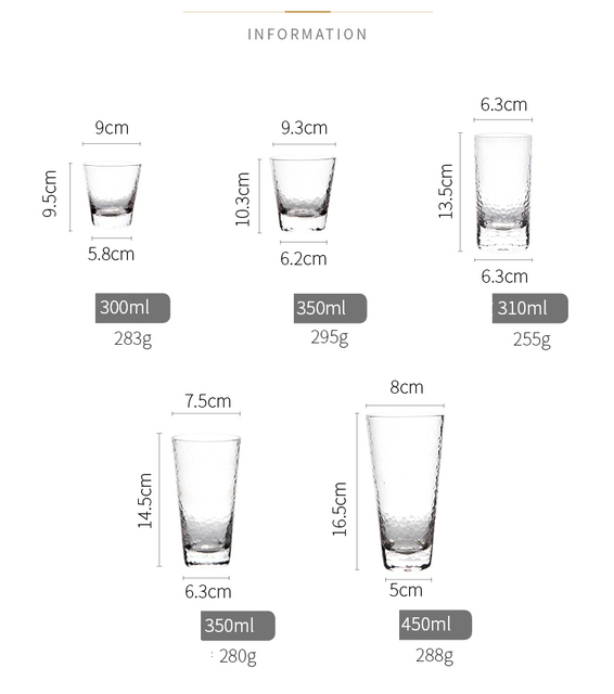 Zestaw 2 szklanych kubków przezroczystych do picia - Wianko - 1