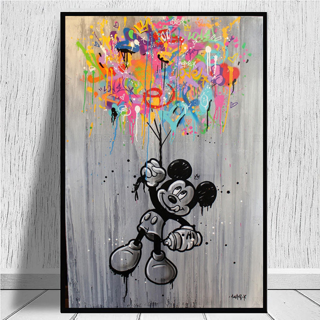 Myszka Mickey Canvas - Graffiti Art czarno-biały plakat i obrazy na ścianę do salonu - Wianko - 5