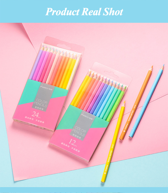 Kolorowe ołówki Marco 12/24 kolorów, nietoksyczne do kolorowania, 9100 seria Macaron dla uczniów - Wianko - 8