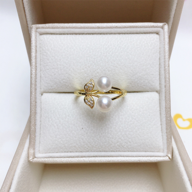 Pierścionek ZHBORUINI z perłą - dwa prawdziwe naturalne perły, srebrny 925, projekt Cherry, biżuteria ślubna - Wianko - 2