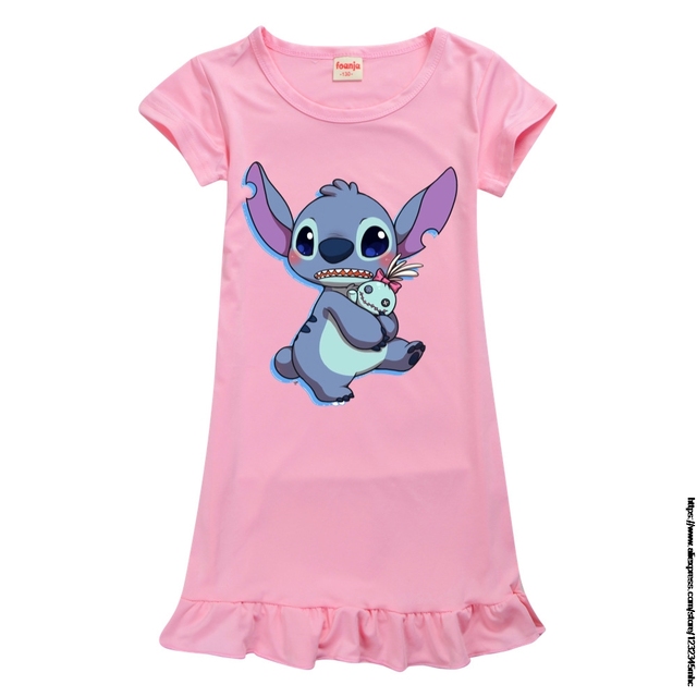 Dziecięca koszula nocna z podobizną Stitch dla małej nastoletniej dziewczynki, ubrania domowe na lato - Wianko - 4