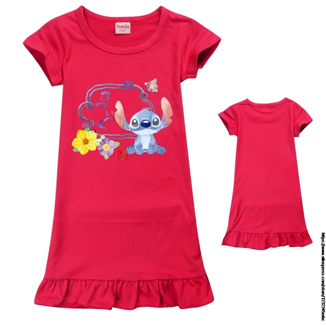 Dziecięca koszula nocna z podobizną Stitch dla małej nastoletniej dziewczynki, ubrania domowe na lato - Wianko - 13