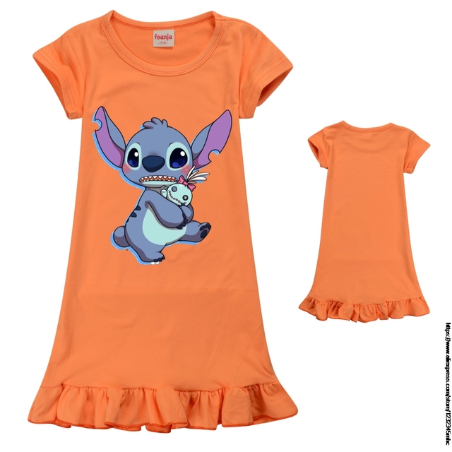 Dziecięca koszula nocna z podobizną Stitch dla małej nastoletniej dziewczynki, ubrania domowe na lato - Wianko - 11