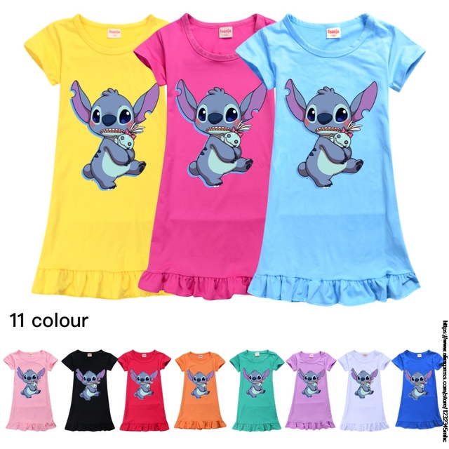 Dziecięca koszula nocna z podobizną Stitch dla małej nastoletniej dziewczynki, ubrania domowe na lato - Wianko - 2