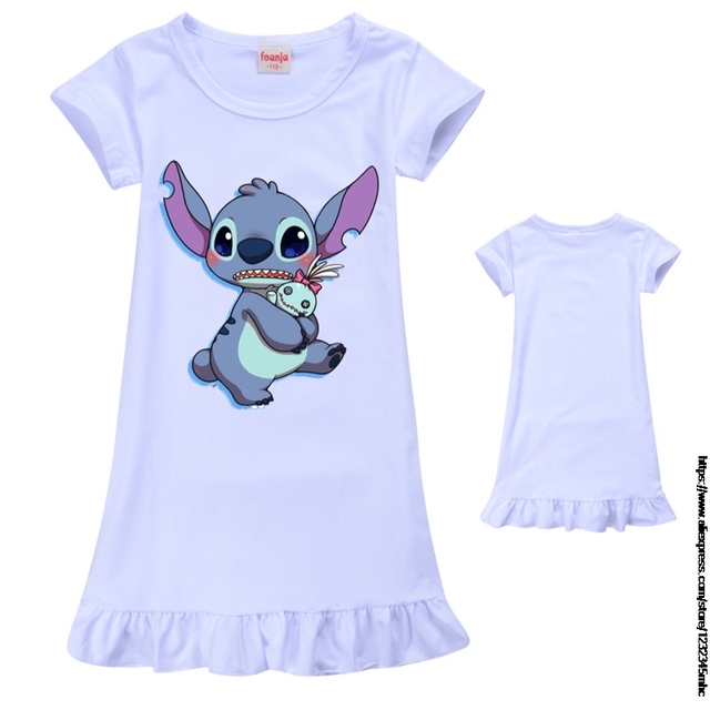 Dziecięca koszula nocna z podobizną Stitch dla małej nastoletniej dziewczynki, ubrania domowe na lato - Wianko - 3