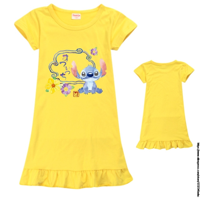 Dziecięca koszula nocna z podobizną Stitch dla małej nastoletniej dziewczynki, ubrania domowe na lato - Wianko - 12
