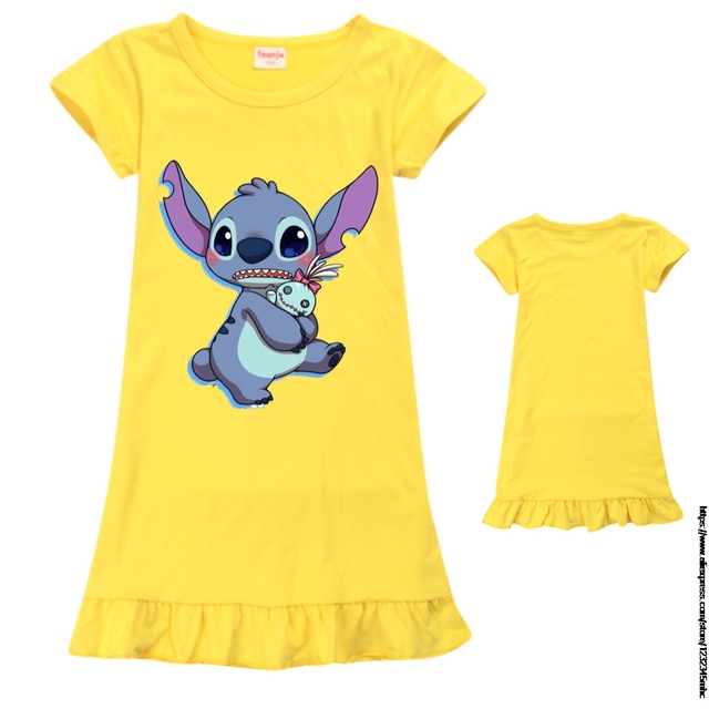 Dziecięca koszula nocna z podobizną Stitch dla małej nastoletniej dziewczynki, ubrania domowe na lato - Wianko - 5