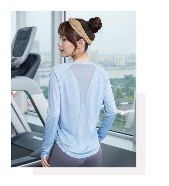 Luźna damskie koszulka do biegania z długim rękawem – Fitness Sport - Wianko - 29