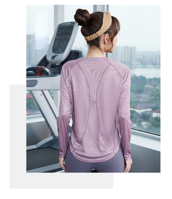 Luźna damskie koszulka do biegania z długim rękawem – Fitness Sport - Wianko - 23