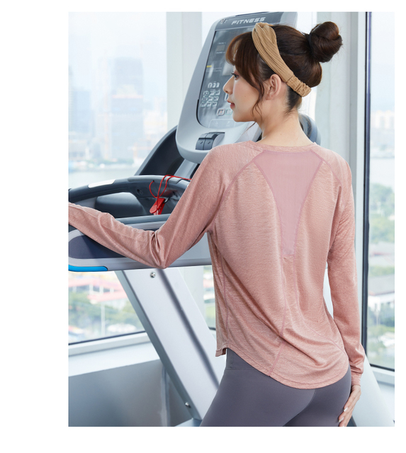 Luźna damskie koszulka do biegania z długim rękawem – Fitness Sport - Wianko - 25