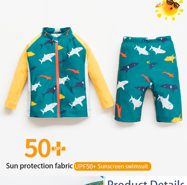 Jednoczęściowy strój kąpielowy dla chłopców z filtrem przeciwsłonecznym, ochrona przed słońcem, rozmiar dziecięcy 2021 - Wianko - 2