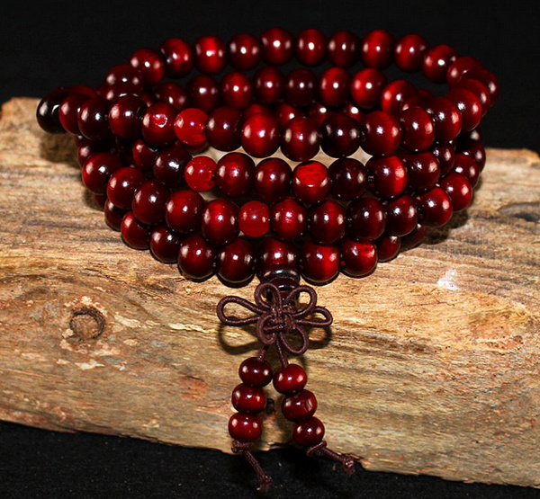 Pleciona bransoletka z naturalnych koralików drzewa sandałowego - 108*8mm, buddyjski budda, drewno, medytacja, sznur modlitewny - biżuteria dla kobiet i mężczyzn - Wianko - 2