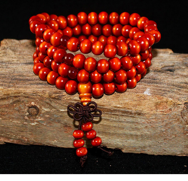 Pleciona bransoletka z naturalnych koralików drzewa sandałowego - 108*8mm, buddyjski budda, drewno, medytacja, sznur modlitewny - biżuteria dla kobiet i mężczyzn - Wianko - 4