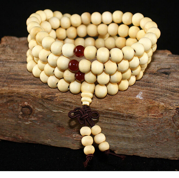 Pleciona bransoletka z naturalnych koralików drzewa sandałowego - 108*8mm, buddyjski budda, drewno, medytacja, sznur modlitewny - biżuteria dla kobiet i mężczyzn - Wianko - 1
