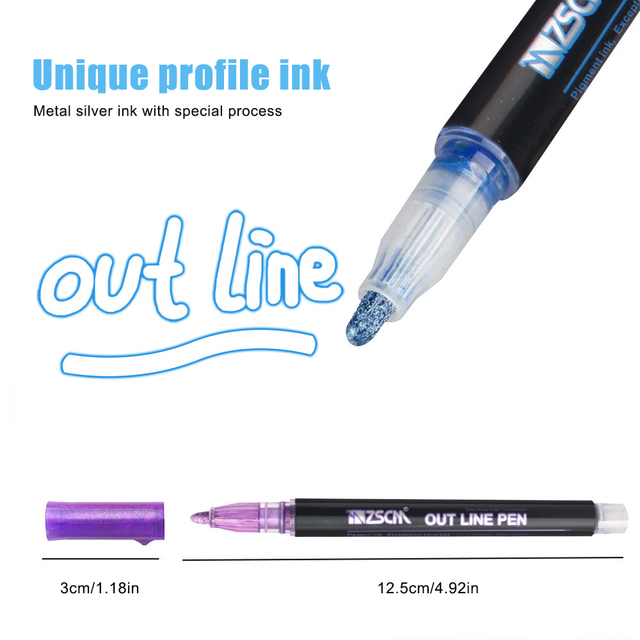 Podwójne linie Marker - kolorowy zestaw Markerów do malowania kontur w technice Bullet Journal i scrapbookingu - Wianko - 5