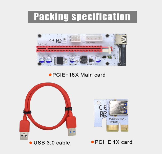 Karta rozszerzająca TISHRIC PCIE 008s VER008S 1X do 16X USB3.0 - Wianko - 12
