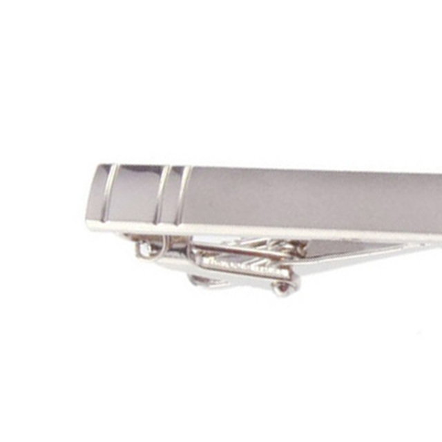 Srebrny metalowy klips z prostym ściągiem do krawatów mężczyzn - Wianko - 5