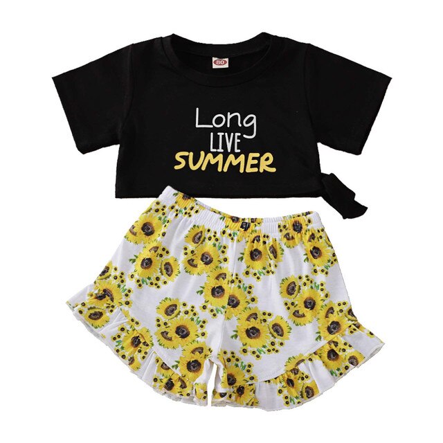 Zestaw letniego stroju dla noworodka dziewczynki: list drukowany top i spodenki z nadrukiem - Wianko - 10