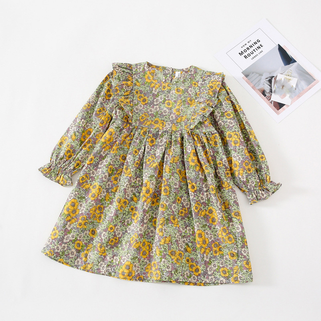 Sukienka dziecięca z długim rękawem w falbaniach, idealna na jesień i wiosnę, dla małych księżniczek - Wianko - 16