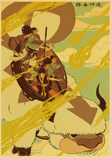 Plakat Avatar Ostatni Airbender Aang Walka - Vintage Plakat Anime, Papier Pakowy, Dekoracja Domu i Baru - Wianko - 9
