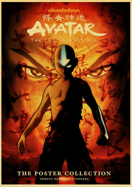 Plakat Avatar Ostatni Airbender Aang Walka - Vintage Plakat Anime, Papier Pakowy, Dekoracja Domu i Baru - Wianko - 3