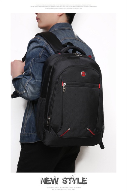Czarny plecak męski z nylonu, wodoodporny, na laptopa 15.6 cala, o dużej pojemności i wysokiej jakości - Wianko - 2
