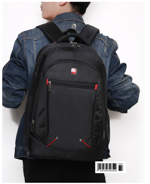 Czarny plecak męski z nylonu, wodoodporny, na laptopa 15.6 cala, o dużej pojemności i wysokiej jakości - Wianko - 4