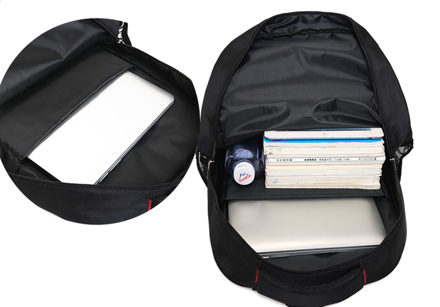 Czarny plecak męski z nylonu, wodoodporny, na laptopa 15.6 cala, o dużej pojemności i wysokiej jakości - Wianko - 3