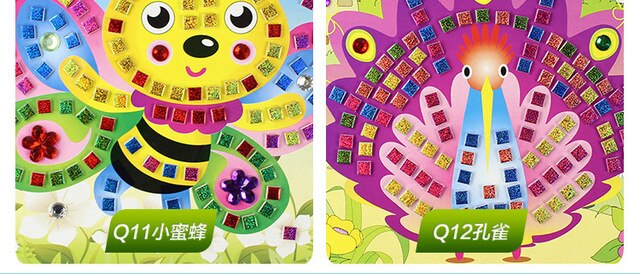 Naklejki mozaikowe - zestawy sztuk 8 - rękodzielnicze puzzle Sparkle do malowania kryształowym klejem - zabawki DIY dla dzieci - Wianko - 13
