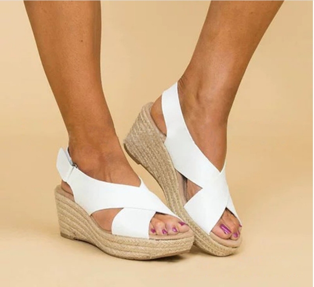 Kliny buty damskie 2020 - letnie sandały Solid Plus Size antypoślizgowe Famale - Wianko - 5
