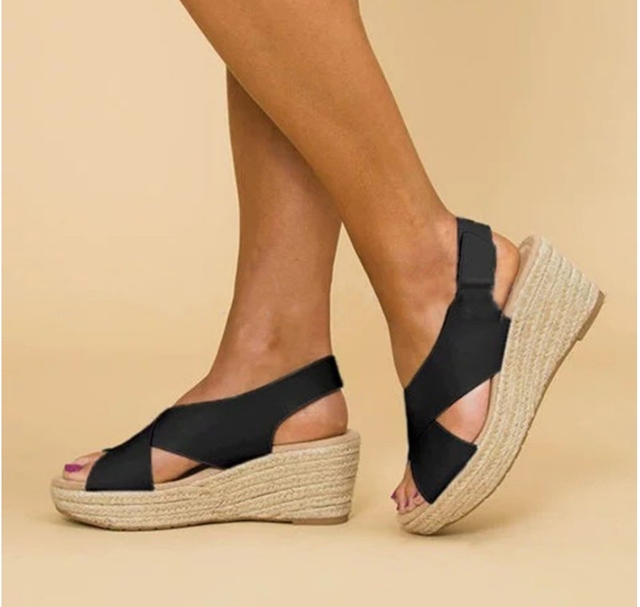 Kliny buty damskie 2020 - letnie sandały Solid Plus Size antypoślizgowe Famale - Wianko - 9