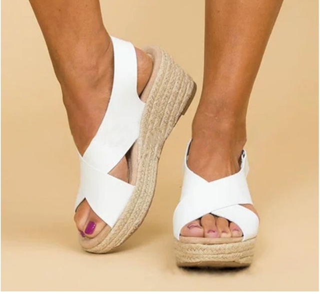 Kliny buty damskie 2020 - letnie sandały Solid Plus Size antypoślizgowe Famale - Wianko - 4
