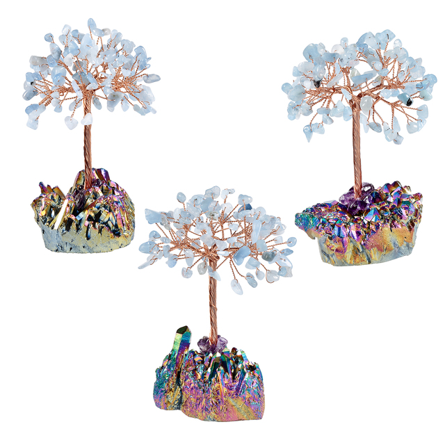 Kryształowe drzewo Rainbow Aura z tytanowego klastera kwarcowego – szklanych gałęzi Bonsai dla dobrego feng shui - Wianko - 20