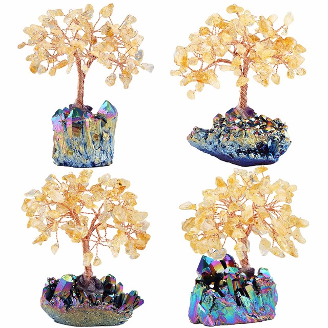 Kryształowe drzewo Rainbow Aura z tytanowego klastera kwarcowego – szklanych gałęzi Bonsai dla dobrego feng shui - Wianko - 5