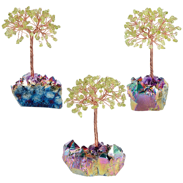 Kryształowe drzewo Rainbow Aura z tytanowego klastera kwarcowego – szklanych gałęzi Bonsai dla dobrego feng shui - Wianko - 16