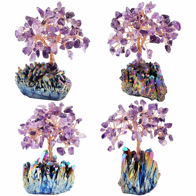 Kryształowe drzewo Rainbow Aura z tytanowego klastera kwarcowego – szklanych gałęzi Bonsai dla dobrego feng shui - Wianko - 3