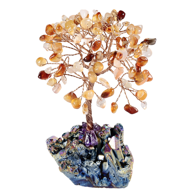 Kryształowe drzewo Rainbow Aura z tytanowego klastera kwarcowego – szklanych gałęzi Bonsai dla dobrego feng shui - Wianko - 9