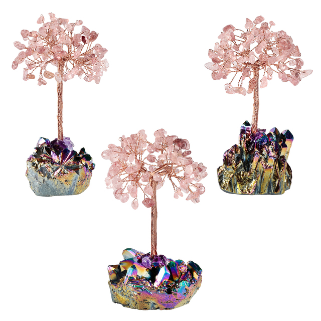 Kryształowe drzewo Rainbow Aura z tytanowego klastera kwarcowego – szklanych gałęzi Bonsai dla dobrego feng shui - Wianko - 24