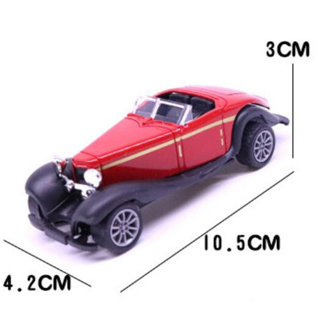 Samochodzik-zabawka klasyczny model pojazdu, czerwony kolor, wykonany ze stopu metali, skala 1:43, długość 10.5 cm - Wianko - 2